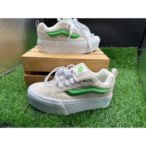 Vans -Old Skool-Platform Sneakers-Beige/White/Green-Size 6.5W - Picture 1 of 10